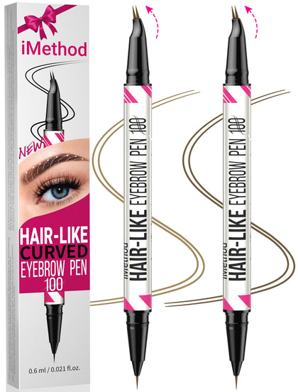 iMethod Curved Eyebrow Pen dual-ended with light brown and brown shades