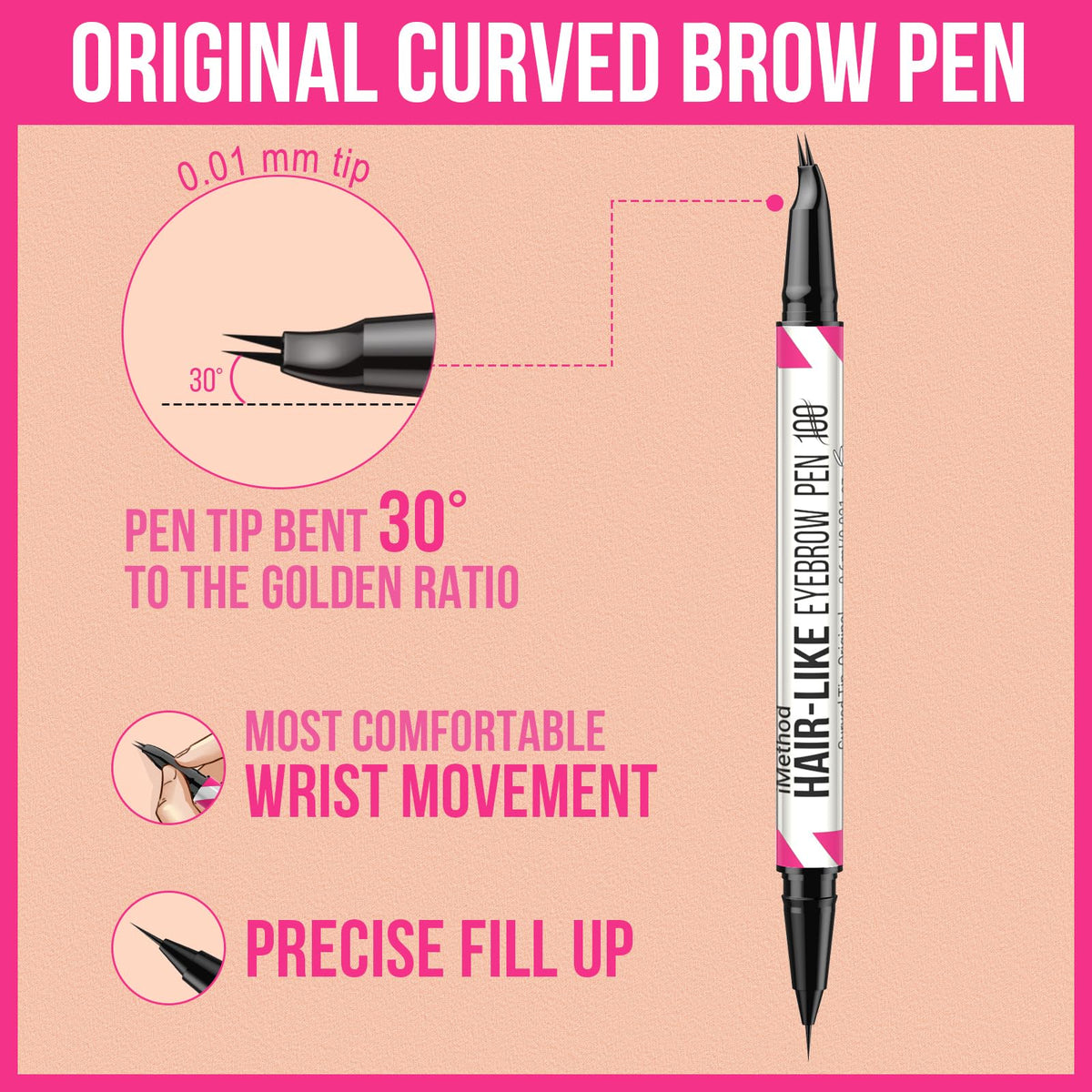 iMethod Curved Eyebrow Pen Light Brown application on model