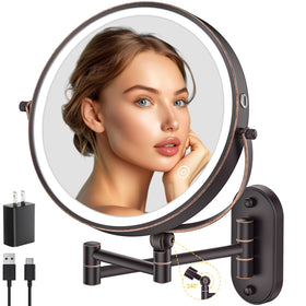 IMIKONA 9-inch wall mounted lighted makeup mirror front view