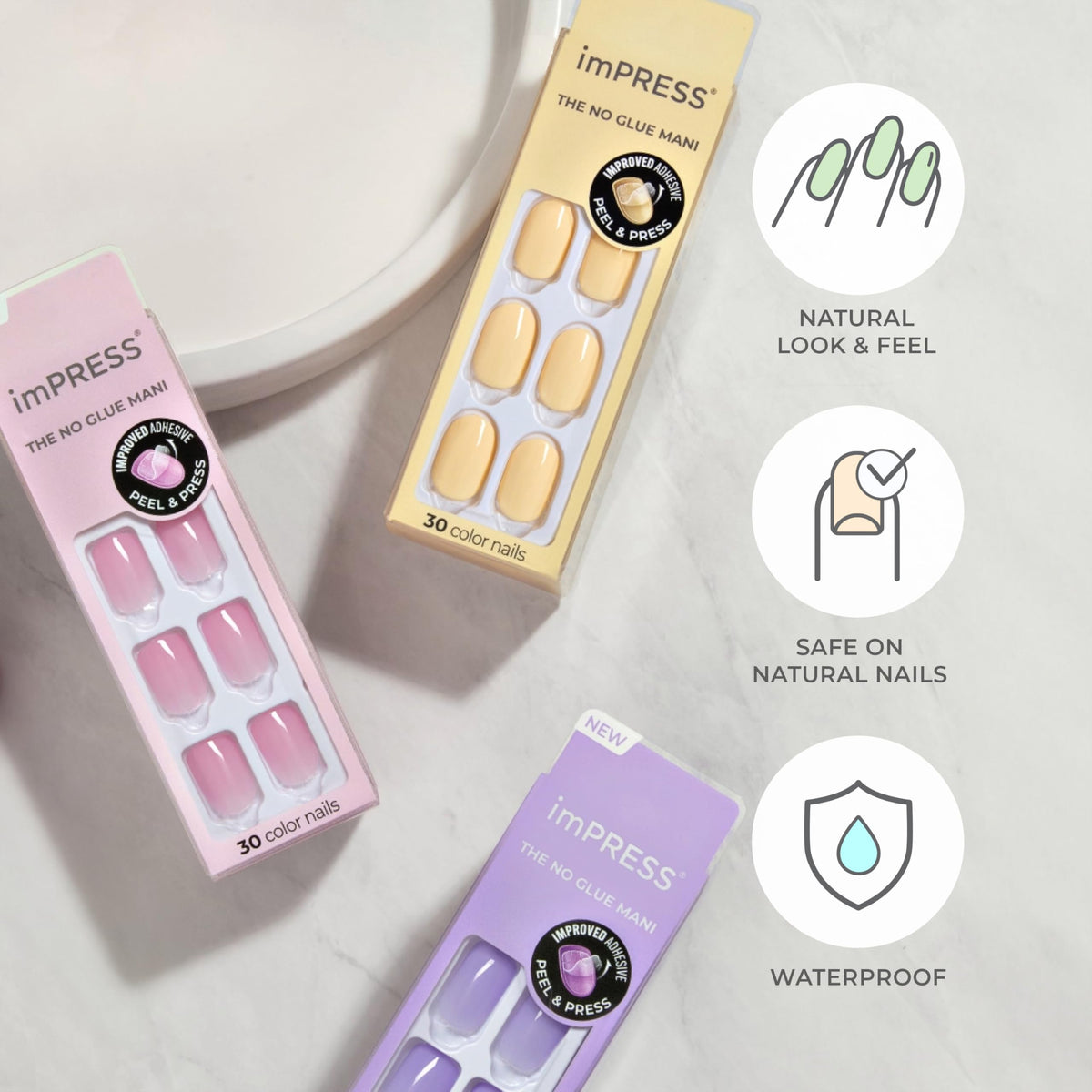 imPRESS Color Press-On Nails applied on hands for a polished look
