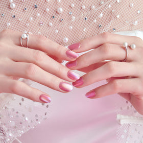 imPRESS Kiss colorFX Press On Nails Kit with pearlescent light pink nails displayed