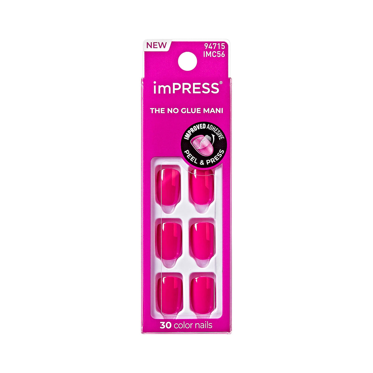 imPRESS Press On Nails 'All Smiles' pink short squoval front view