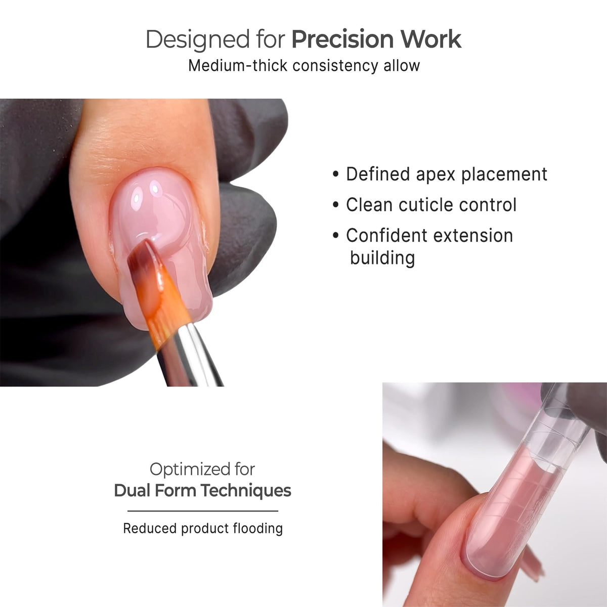 IN.HYPE Hard Builder Gel in use during nail extension process
