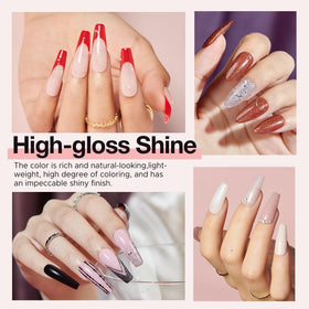 Included tools in AZUREBEAUTY dip powder kit, showing nail brush and cuticle pusher
