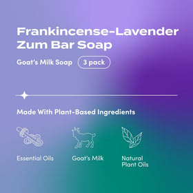 Indigo Wild Goat's Milk Soap Bar packaging with Frankincense-Lavender scent