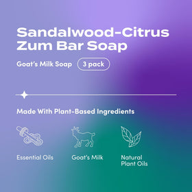 Indigo Wild Goat's Milk Soap packaging with Sandalwood-Citrus scent