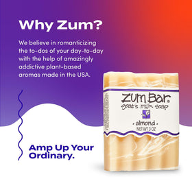 Indigo Wild Zum Goat's Milk Soap Bar Almond in a bathroom setting