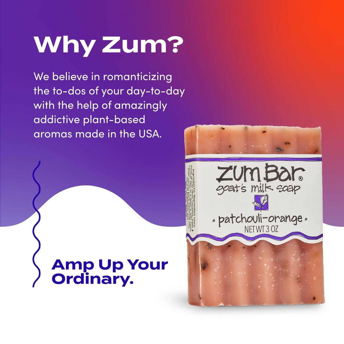 Indigo Wild Zum Goat's Milk Soap Bar Patchouli-Orange in a bathroom setting