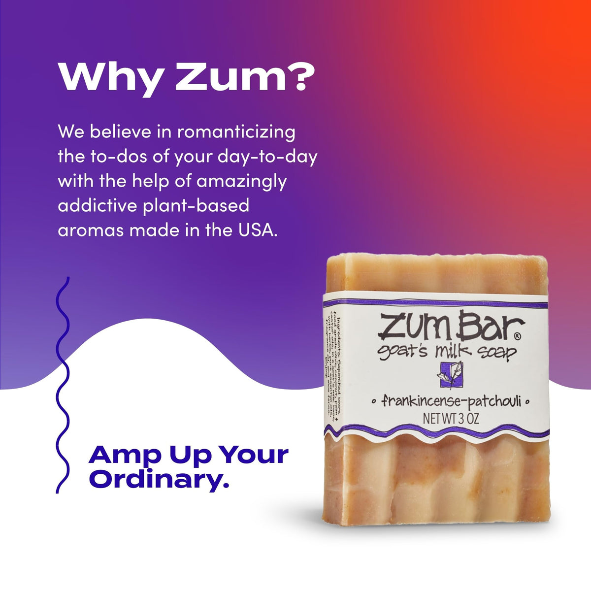 Indigo Wild Zum Goat's Milk Soap showing essential oils