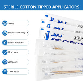 Individually wrapped JMU cotton swabs in packaging