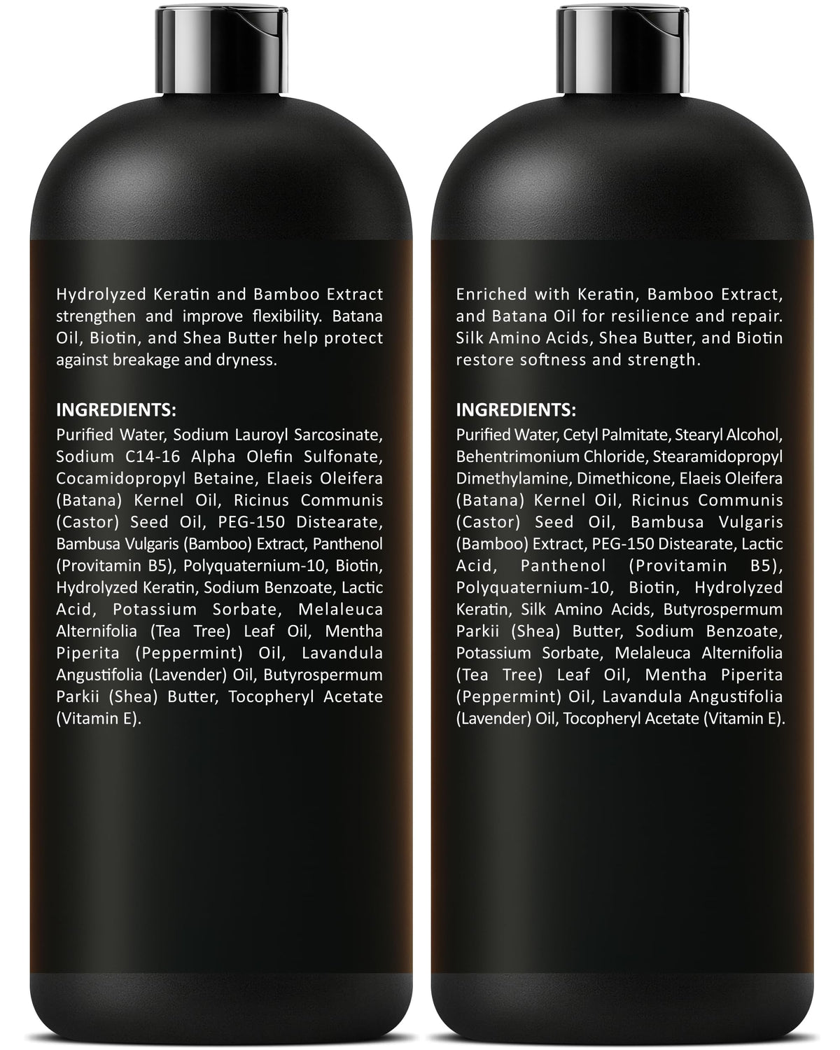 INFINA ESSENTIALS Keratin Shampoo and Conditioner in bathroom setting