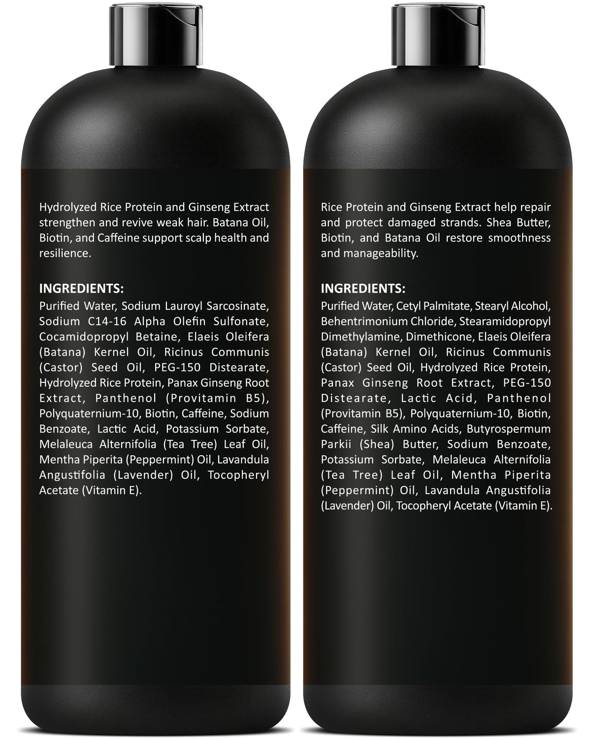 INFINA ESSENTIALS Rice Water Shampoo and Conditioner set on a wooden table