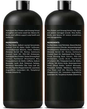INFINA ESSENTIALS Rice Water Shampoo and Conditioner set on a wooden table
