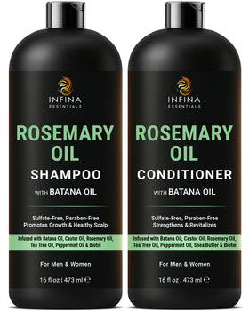 INFINA ESSENTIALS Rosemary Shampoo and Conditioner Set 16 oz front view