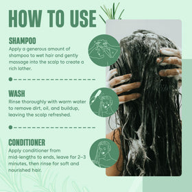 INFINA ESSENTIALS Rosemary Shampoo and Conditioner Set on bathroom shelf