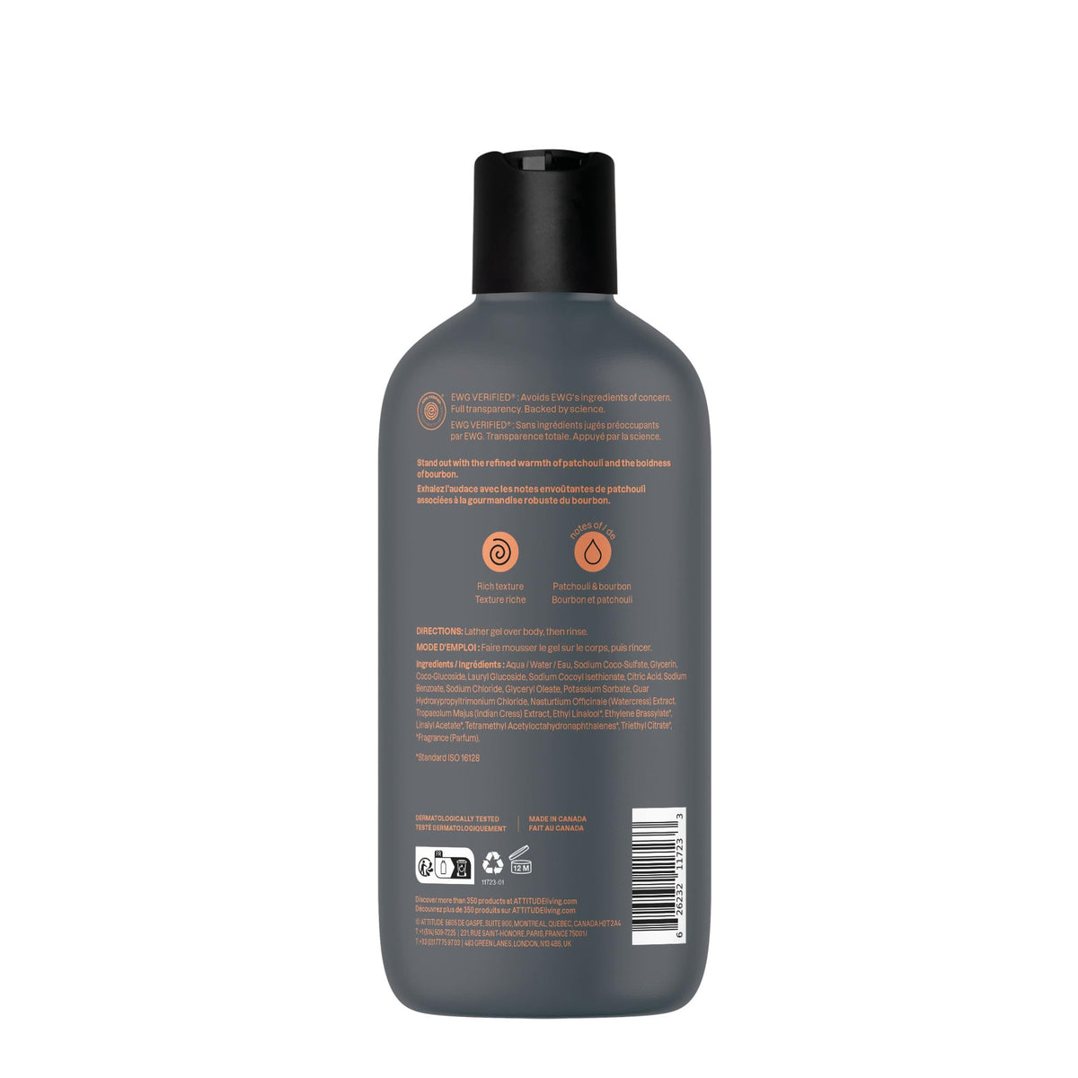 Ingredients list for ATTITUDE Shower Gel Body Wash for Men