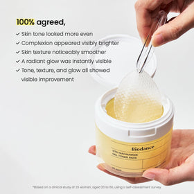 Ingredients list for BIODANCE toner pads on packaging