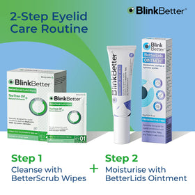 Ingredients list of BlinkBetter Eyelid Wipes on packaging