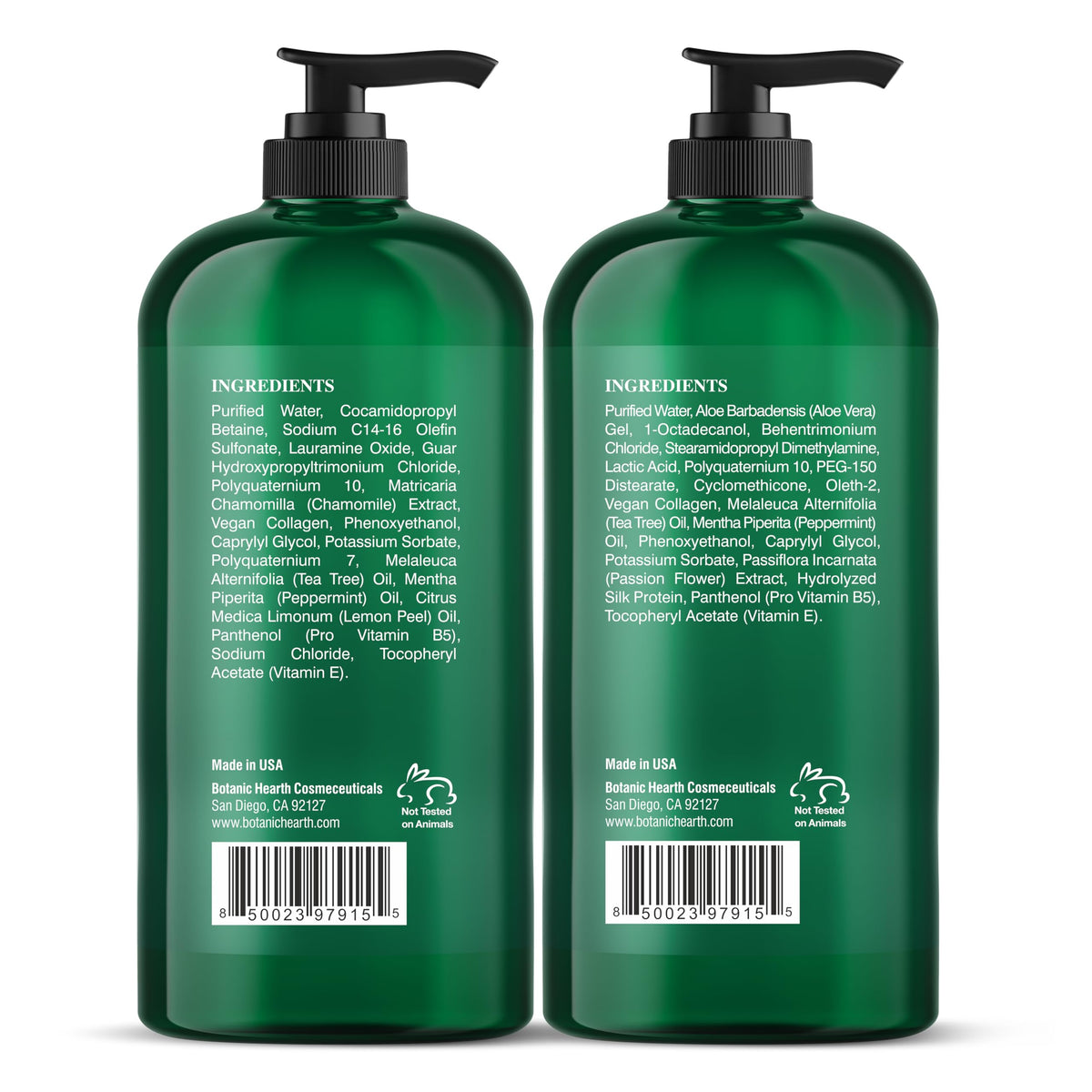 Ingredients list on Botanic Hearth Tea Tree Shampoo