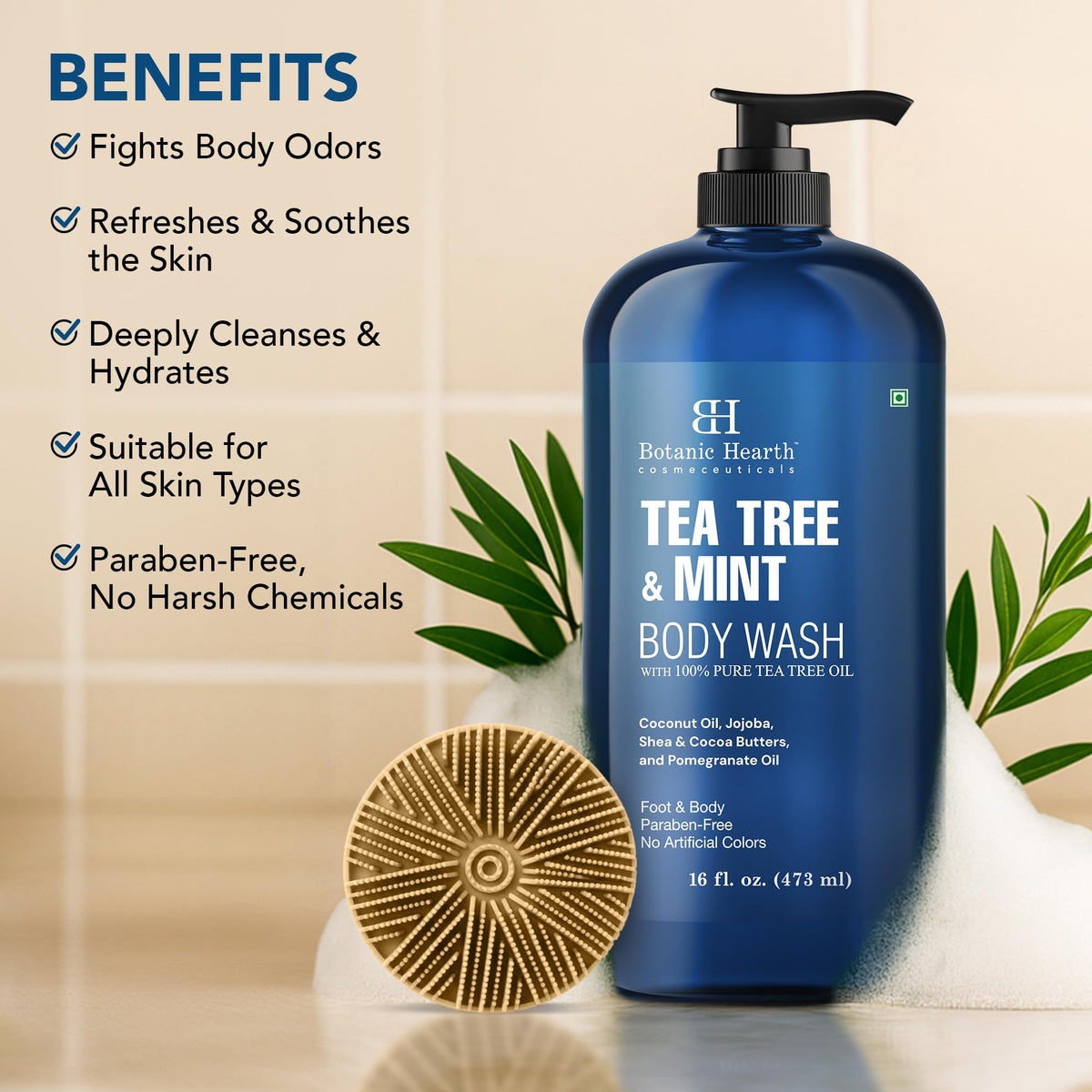 Ingredients of Botanic Hearth Tea Tree & Mint Body Wash