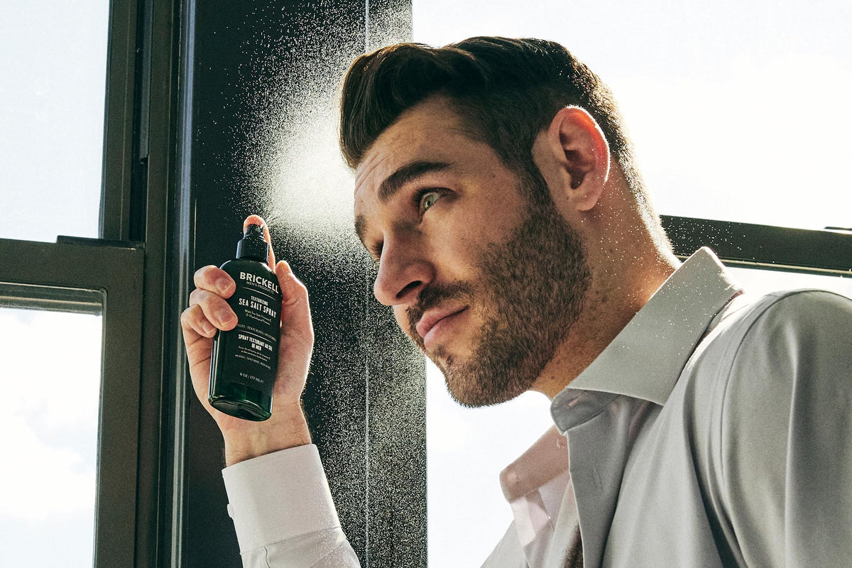 Ingredients of Brickell Men's Texturizing Sea Salt Spray displayed