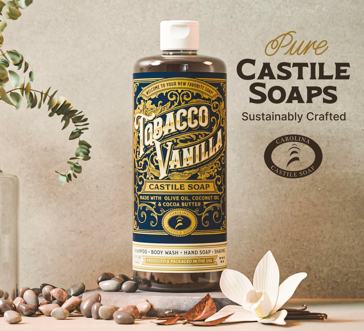 Ingredients of Carolina Castile Soap Liquid Body Wash Tobacco Vanilla
