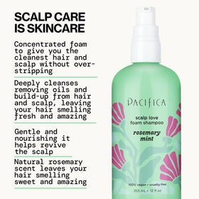 Ingredients of Pacifica Rosemary Mint Scalp Detox Shampoo displayed