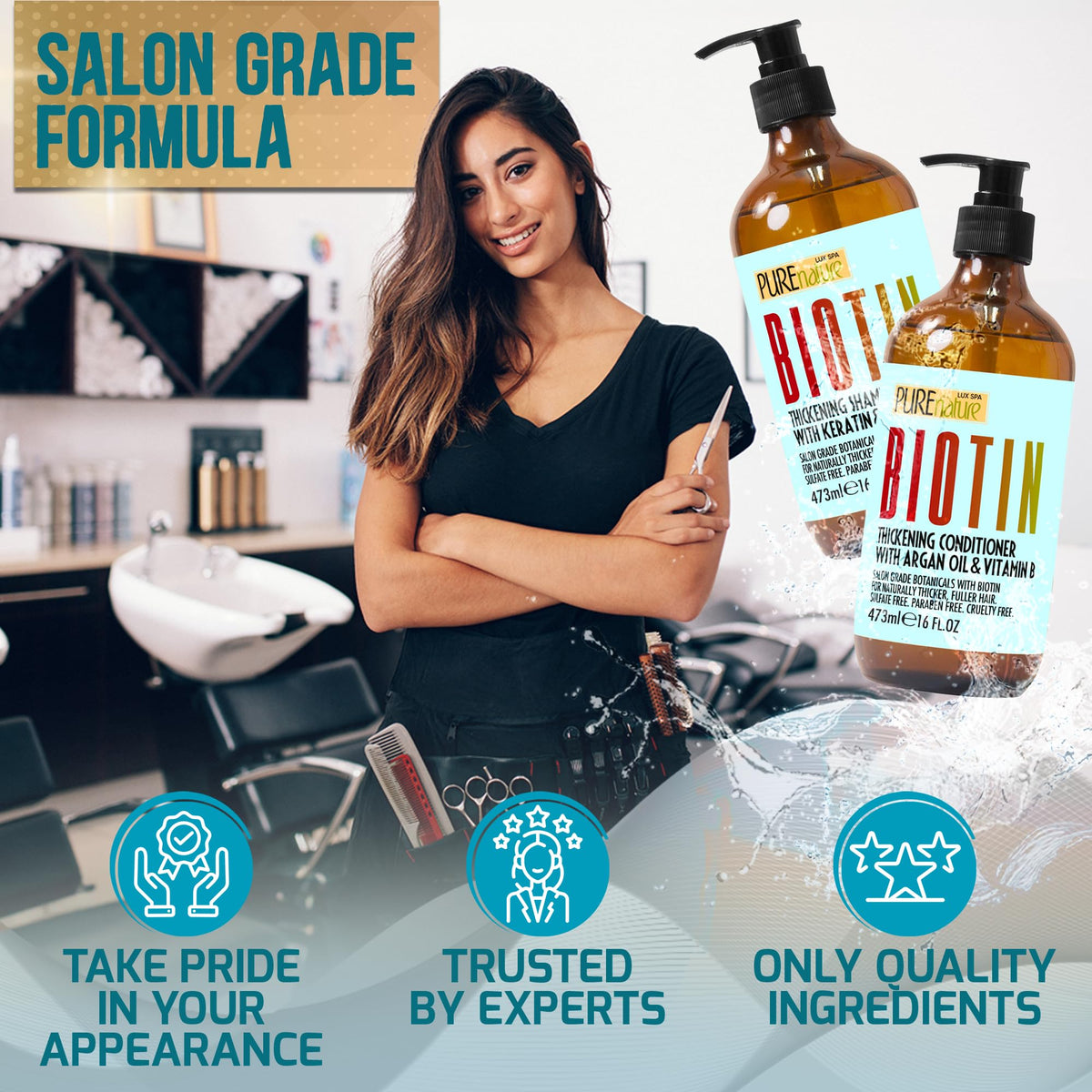 Ingredients of PURE NATURE LUX SPA Biotin Shampoo and Conditioner
