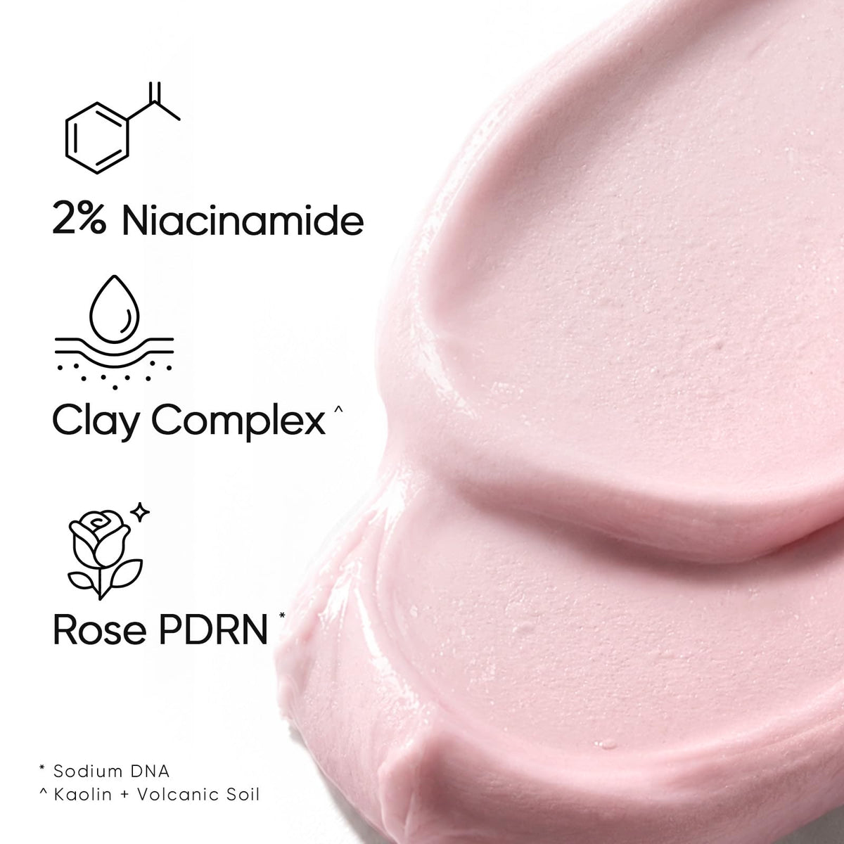 Ingredients of SKINTIFIC Rose PDRN Clay Mask Stick