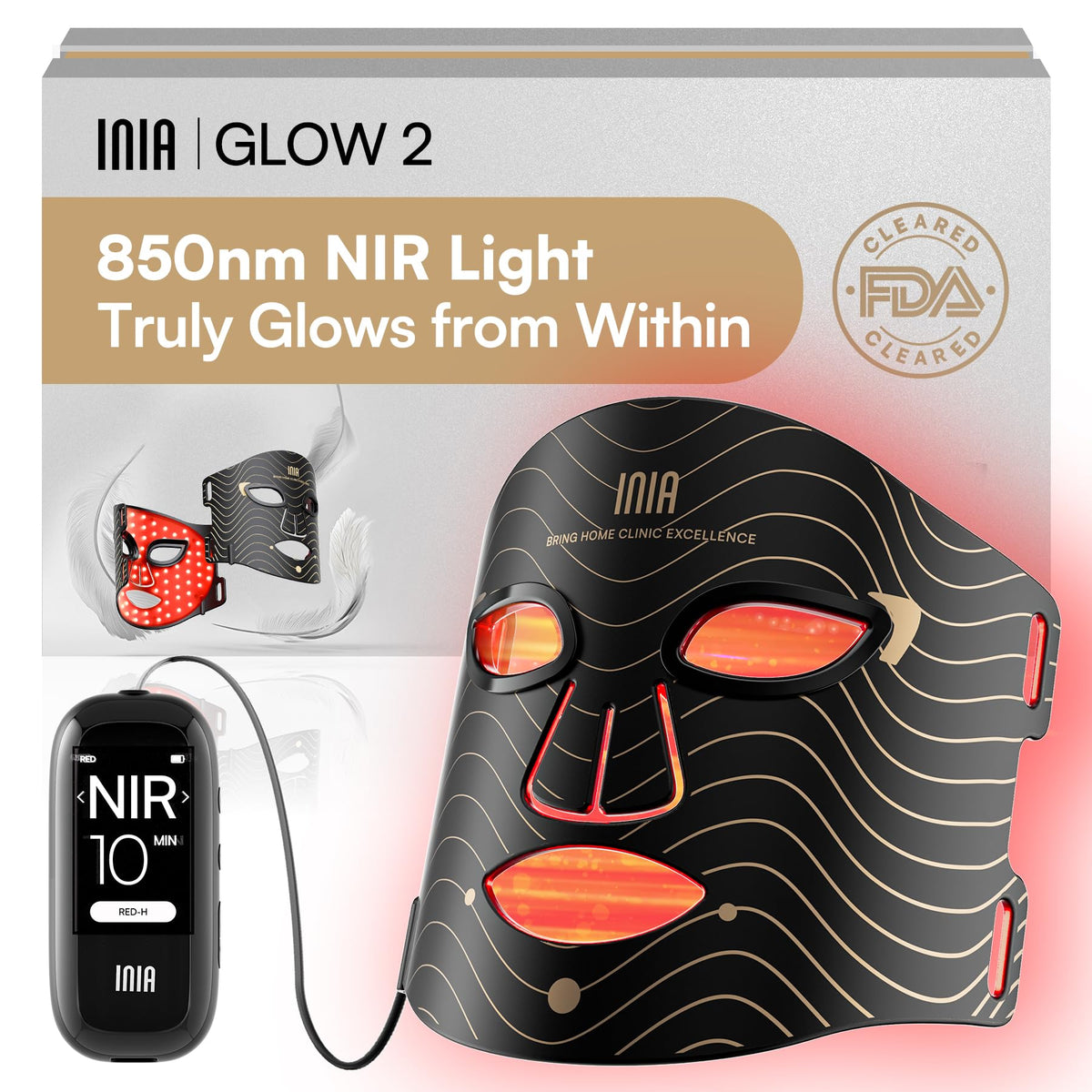 INIA Red Light Therapy Mask front view