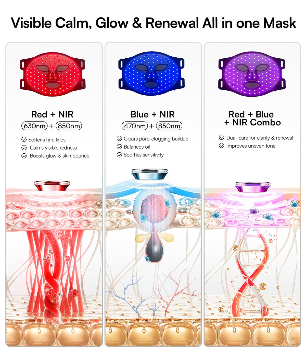 INIA Red Light Therapy Mask in use on a model