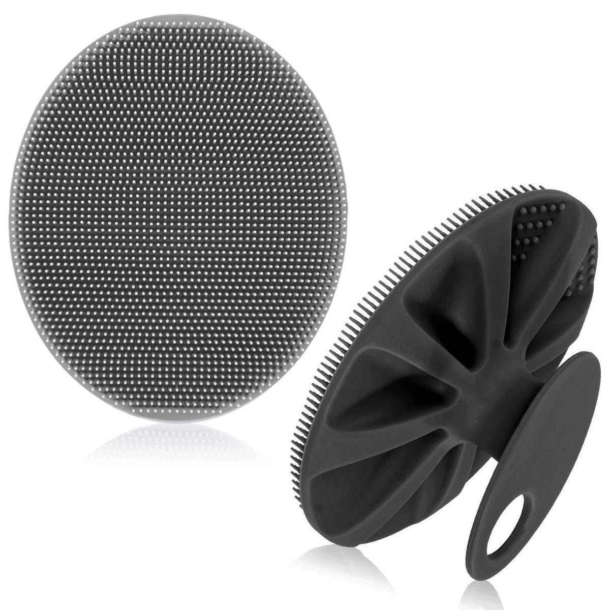 INNERNEED Silicone Body Cleansing Brush front view in gray and black