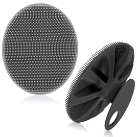INNERNEED Silicone Body Cleansing Brush front view in gray and black