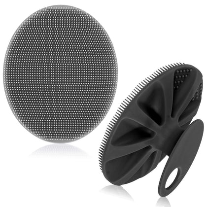 INNERNEED Silicone Body Cleansing Brush front view in gray and black