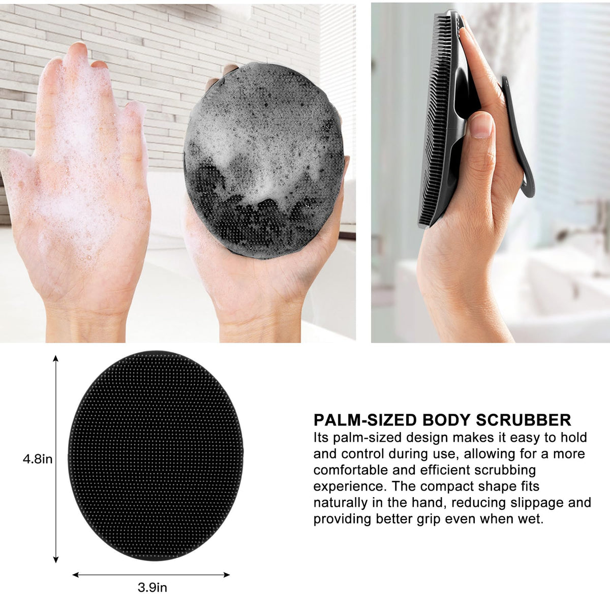 INNERNEED Silicone Body Cleansing Brush in use during a shower