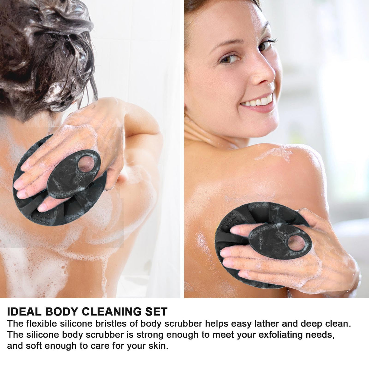 INNERNEED Silicone Body Cleansing Brush side view with soft bristles
