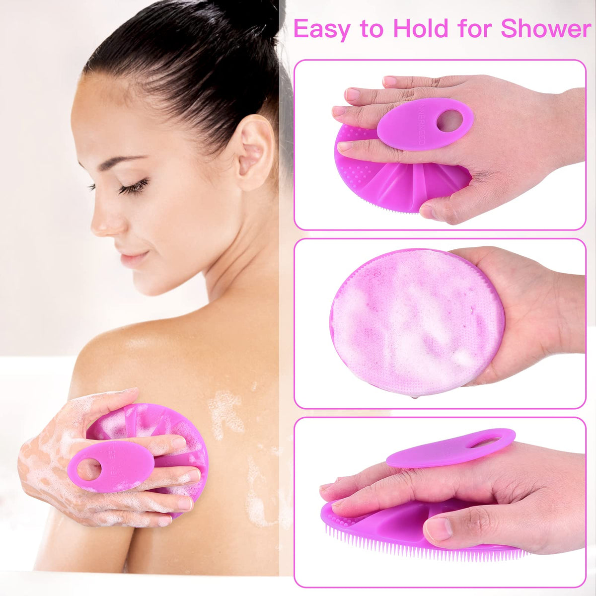 INNERNEED Silicone Body Cleansing Brush with hand-clip handle