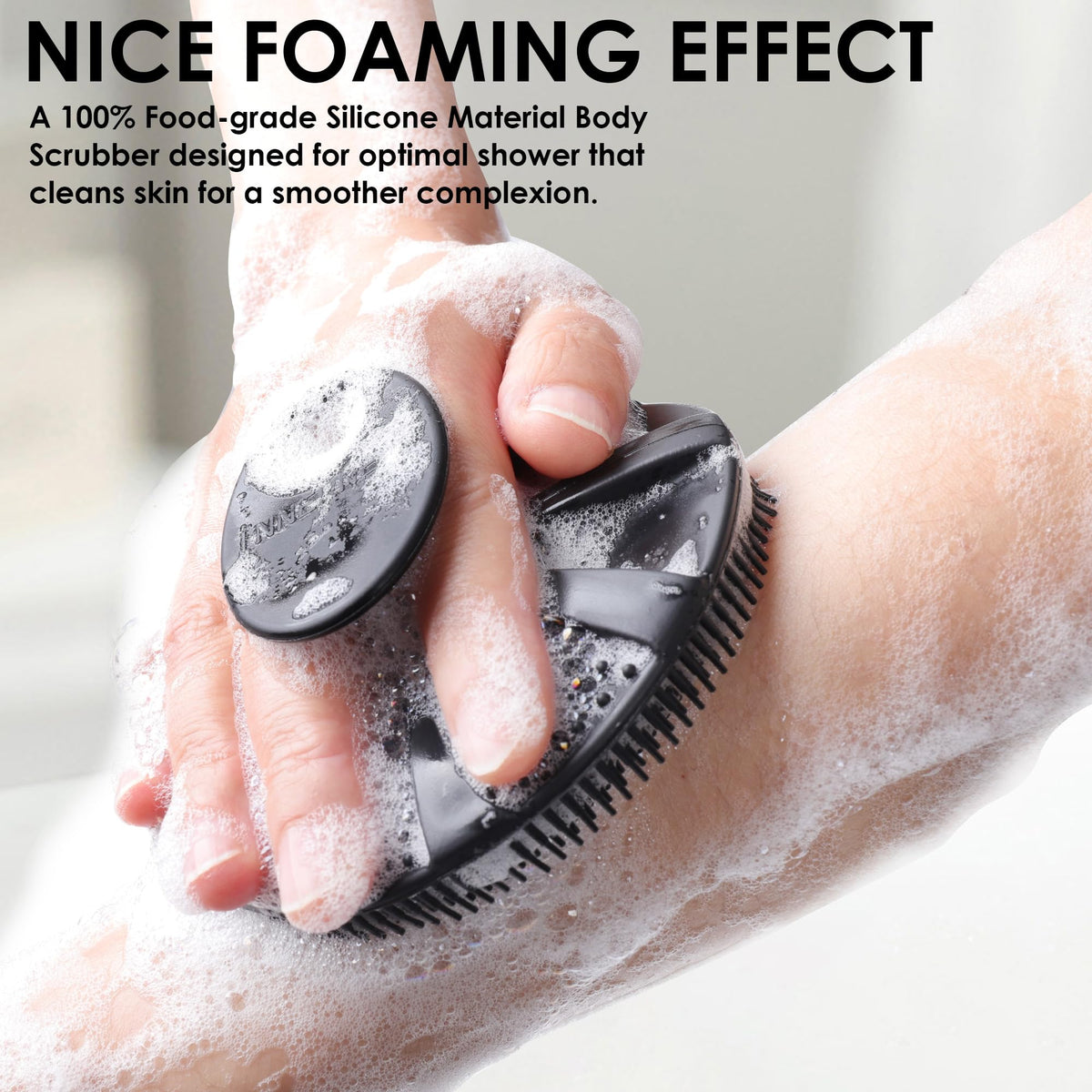 INNERNEED silicone body scrubber ergonomic handle design