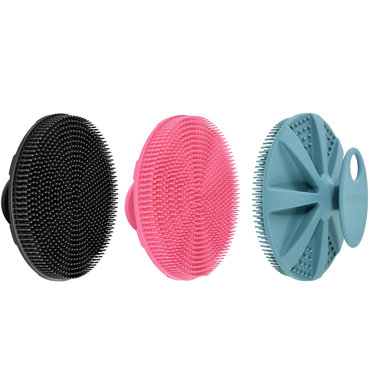 INNERNEED silicone body scrubber pack of 3 in assorted colours