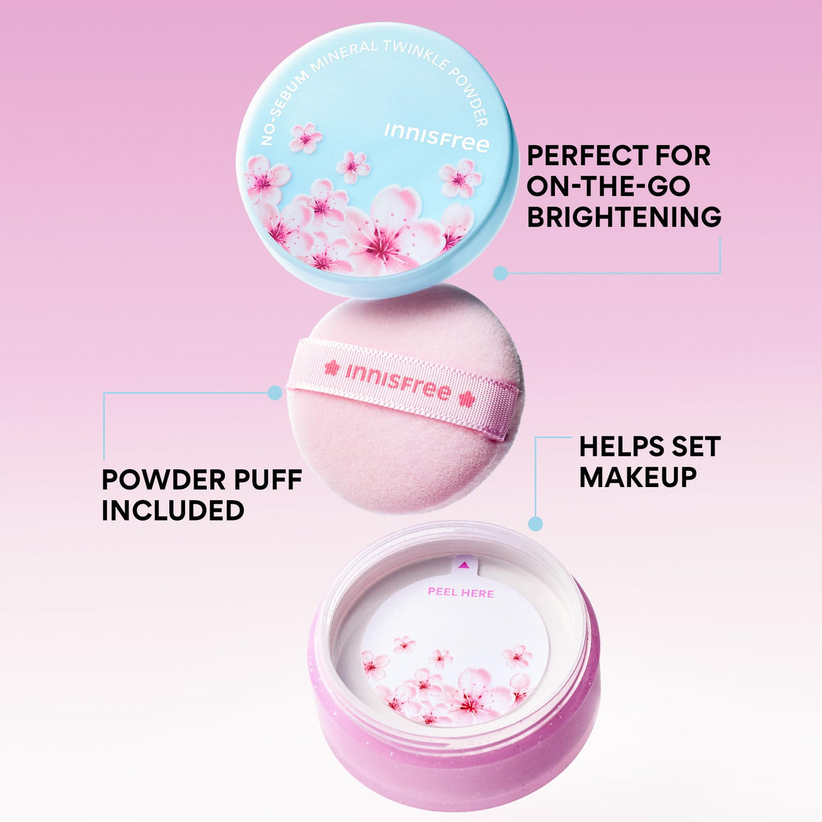 innisfree Cherry Blossom No Sebum Mineral Powder in use on face