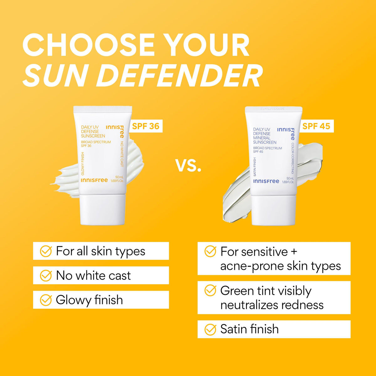 innisfree Daily Mineral UV Defense SPF 45 tinted sunscreen on a bathroom counter