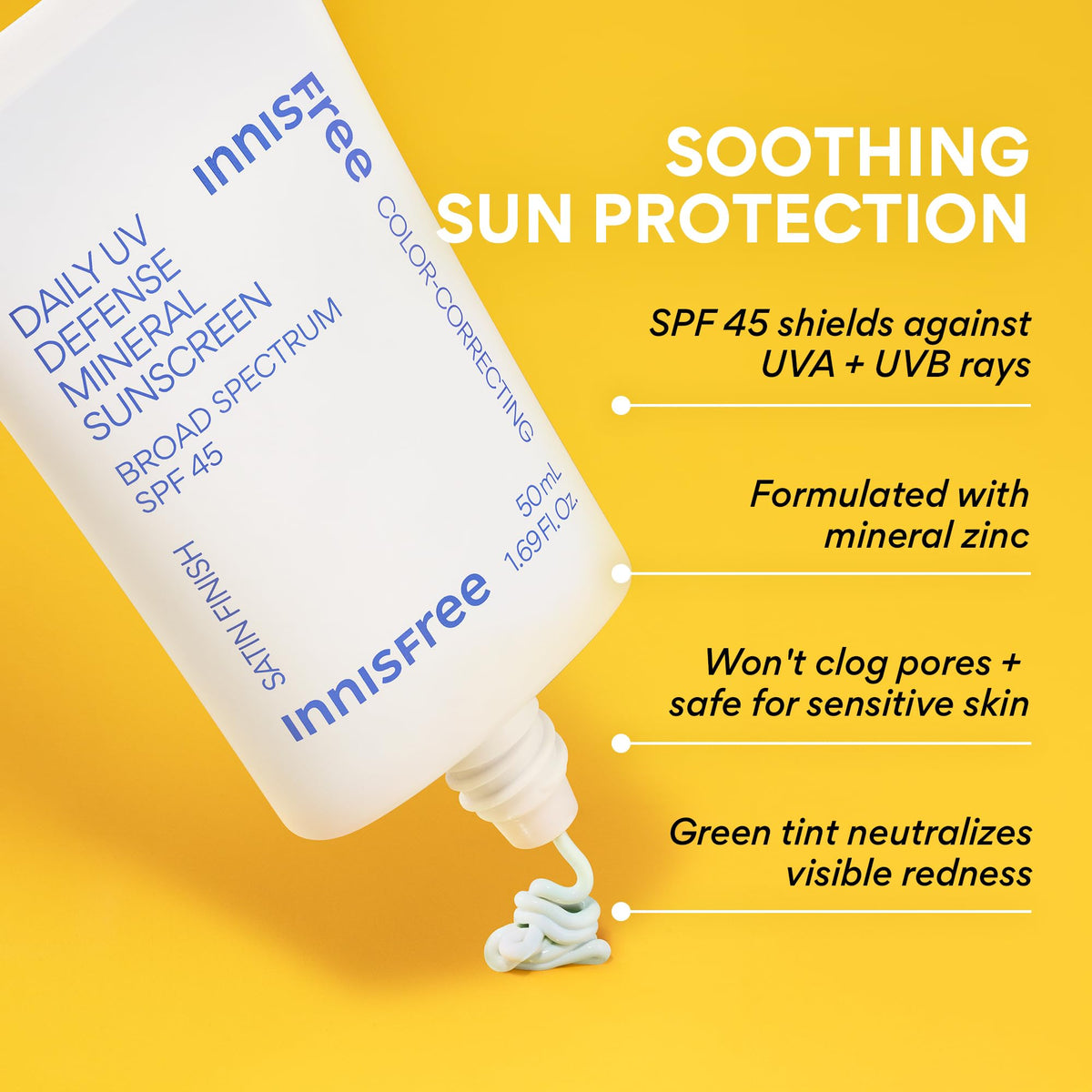innisfree Daily Mineral UV Defense SPF 45 tinted sunscreen packaging