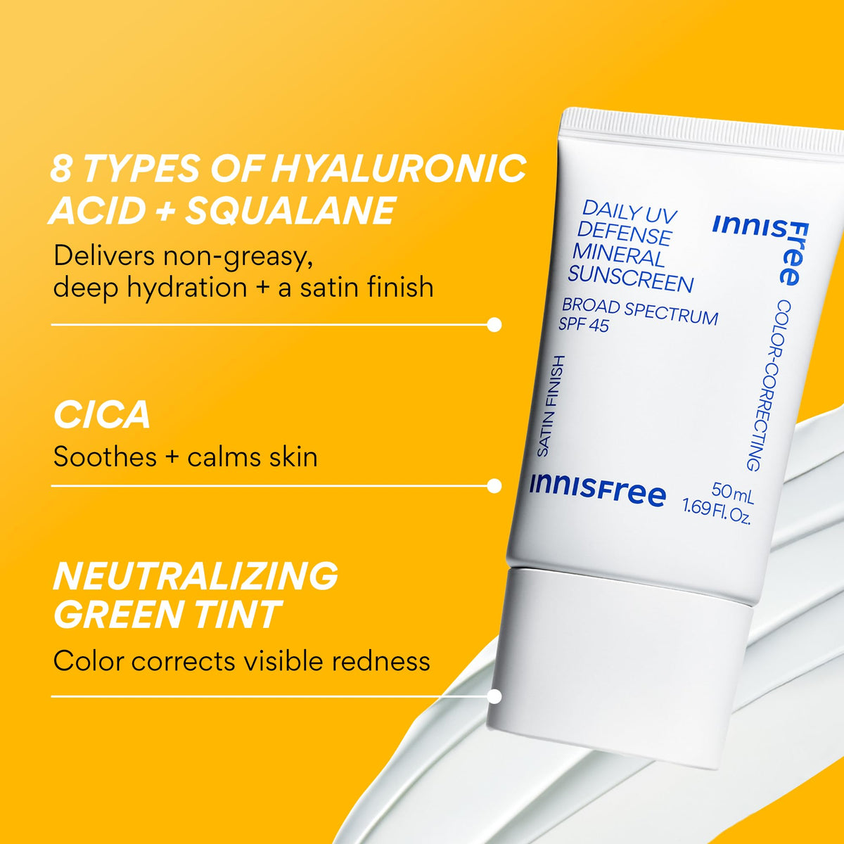 innisfree Daily Mineral UV Defense SPF 45 tinted sunscreen with natural finish