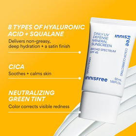 innisfree Daily Mineral UV Defense SPF 45 tinted sunscreen with natural finish