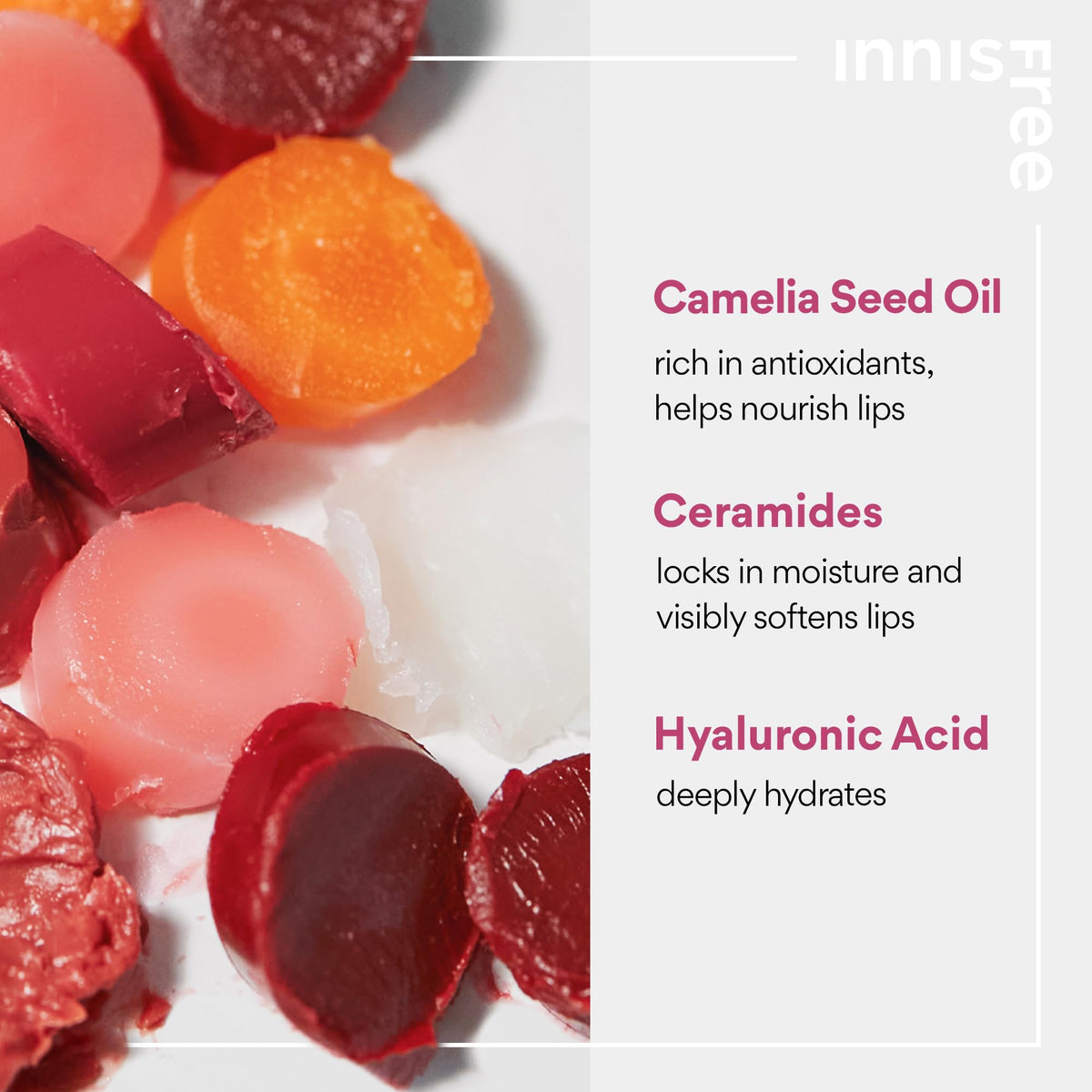 innisfree Dewy Tint Lip Balm close-up showing texture