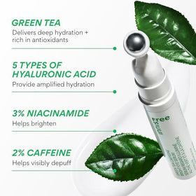 innisfree Green Tea Caffeine Eye Serum Roll-On application on skin