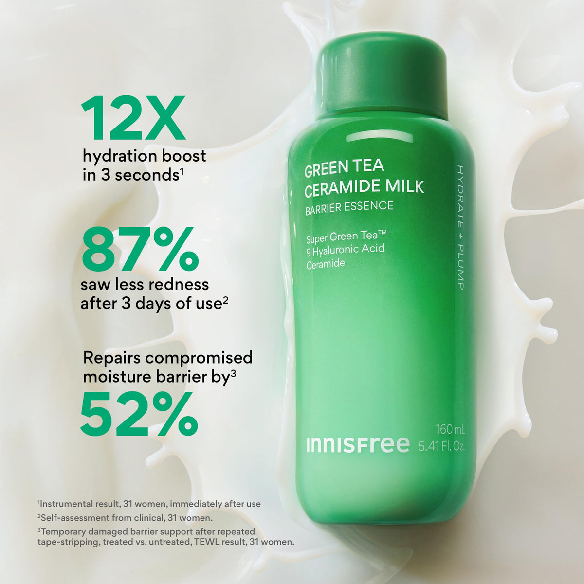 innisfree Green Tea Ceramide Milk Refill with texture close-up