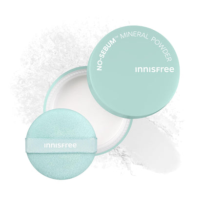 innisfree No Sebum Mineral Powder Jumbo front view with puff