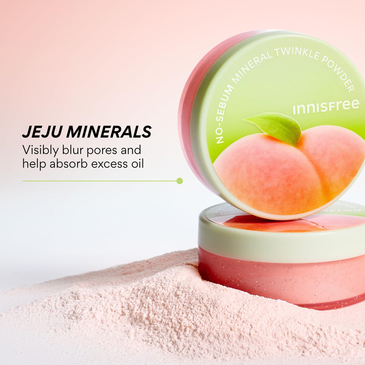 innisfree Peach Blossom No Sebum Mineral Powder application on skin