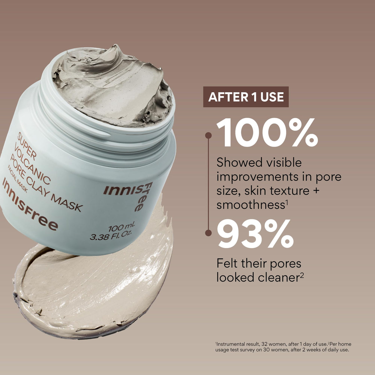 innisfree Super Volcanic Pore Clay Mask application on skin